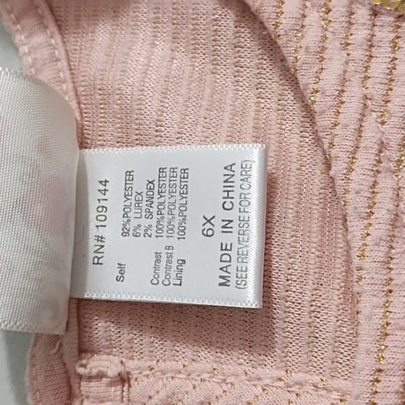 Jenna & Jessie 6X Pink Gold Hearts Sequins Soft Netted Skirt Knit Top Dress - Picture 5 of 10